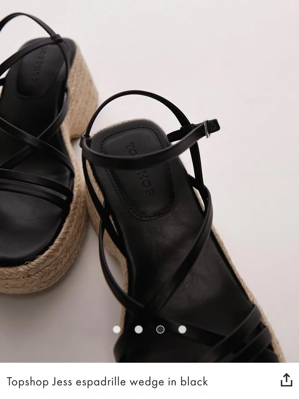 Topshop Black Strappy Espadrille Platform Wedges